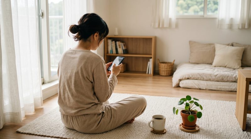 スマホをいじる看護師